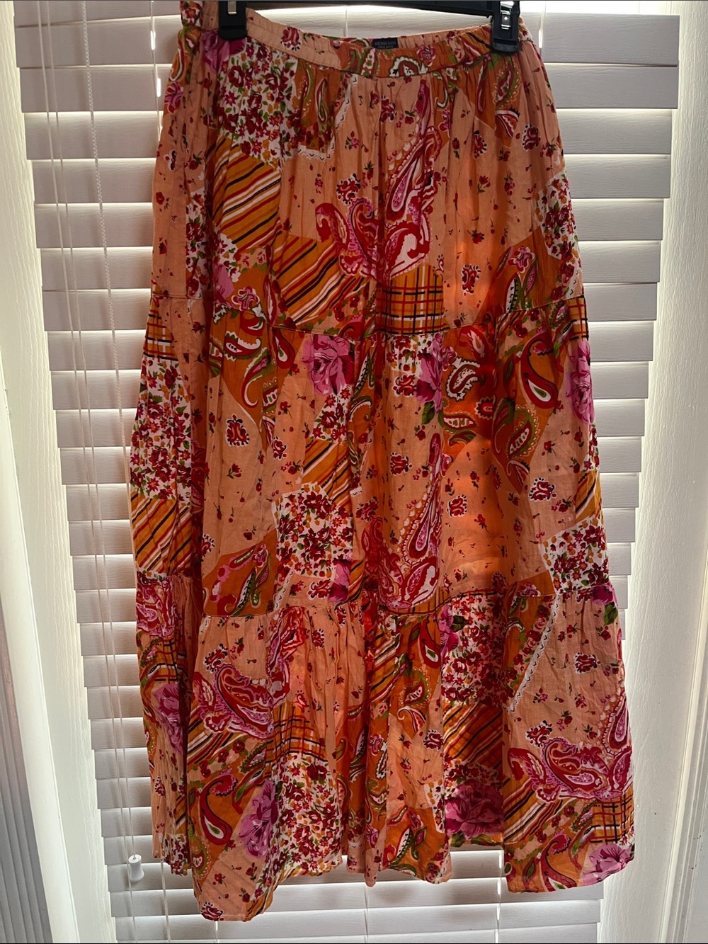 krazy kat Peach and Pink Patchwork Maxi Skirt
